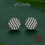 925 Silver Full Drill Earrings Round Geometric Statement Jewelry