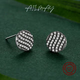 925 Silver Full Drill Earrings Round Geometric Statement Jewelry