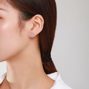 925 Silver Full Drill Earrings Round Geometric Statement Jewelry