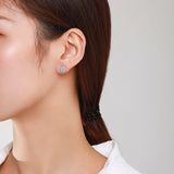 925 Silver Full Drill Earrings Round Geometric Statement Jewelry
