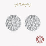 925 Silver Full Drill Earrings Round Geometric Statement Jewelry