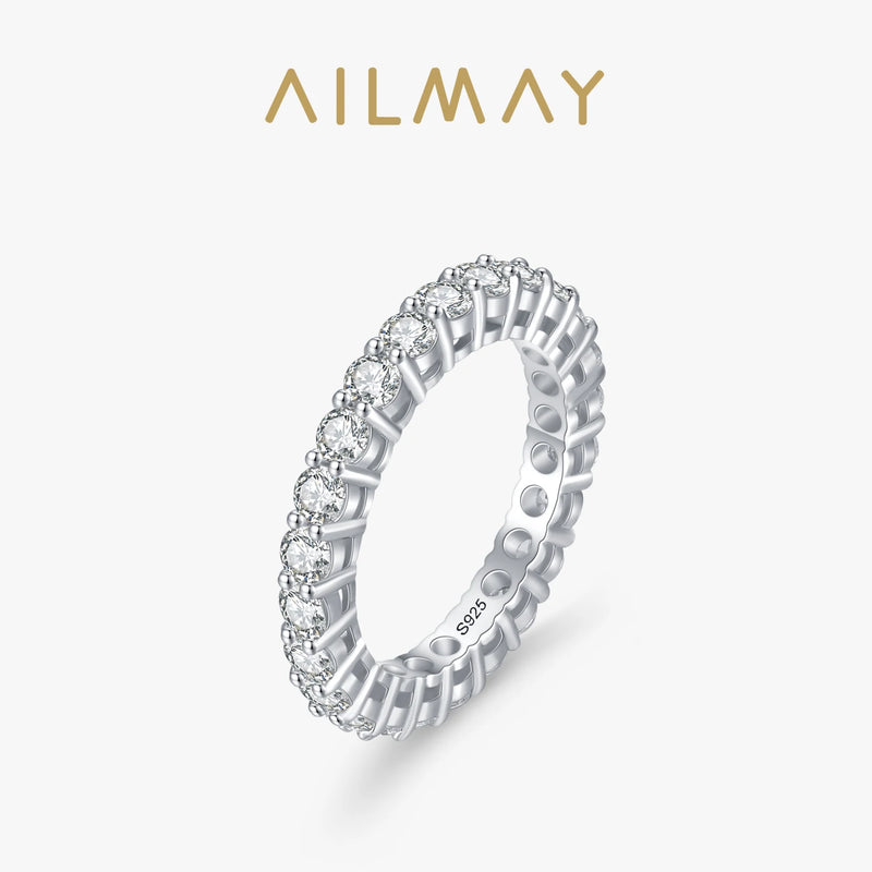 925 Silver Zircon Stackable Setting Finger Ring Women Wedding Jewelry