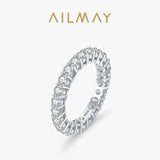 925 Silver Zircon Stackable Setting Finger Ring Women Wedding Jewelry