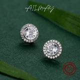 925 Silver Round CZ Earrings for Women Wedding
