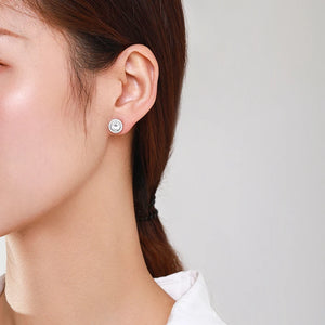 925 Silver Round CZ Earrings for Women Wedding