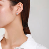925 Silver Triangle Stud Earrings Zircon Wedding Jewelry