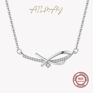 925 Silver CZ Geometric Pendant Necklace For Women