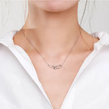 925 Silver CZ Geometric Pendant Necklace For Women