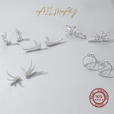 925 Silver CZ Stud Earrings Geometric Round Sparkling Women Party Jewelry