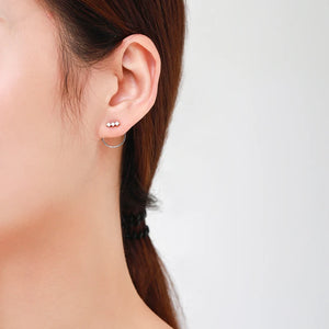 925 Silver CZ Stud Earrings Geometric Round Sparkling Women Party Jewelry