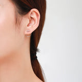 925 Silver CZ Stud Earrings Geometric Round Sparkling Women Party Jewelry