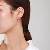 925 Silver Geometric Shape CZ Stud Earrings Wedding Jewelry