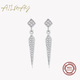 925 Silver Geometric Shape CZ Stud Earrings Wedding Jewelry