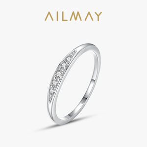 925 Silver Zircon Stackable Finger Ring Women Minimalist Jewelry