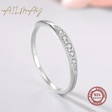 925 Silver Zircon Stackable Finger Ring Women Minimalist Jewelry