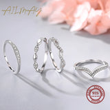 925 Silver Zircon Stackable Finger Ring Women Minimalist Jewelry
