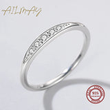 925 Silver Zircon Stackable Finger Ring Women Minimalist Jewelry