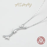 Butterfly & Tree 925 Silver Pendant Necklace Zircon Jewelry