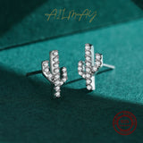 925 Silver Cactus Zircon Stud Earrings Anti-allergy