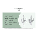 925 Silver Cactus Zircon Stud Earrings Anti-allergy