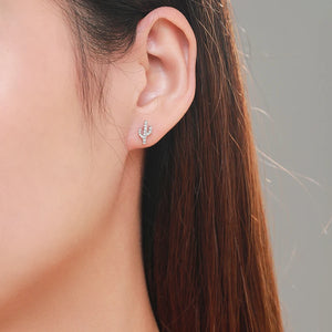 925 Silver Cactus Zircon Stud Earrings Anti-allergy