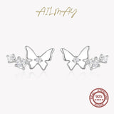 925 Silver CZ Butterfly Earring Romantic Wedding Jewelry