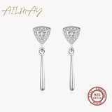 925 Silver CZ Triangle Stud Earrings Wedding Jewelry