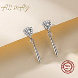 925 Silver CZ Triangle Stud Earrings Wedding Jewelry