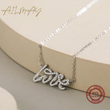 925 Silver Love Letter CZ Pendant Necklace Wedding Engagement