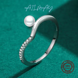 925 Silver CZ & Pearl Water Drop Rings Women Wedding Jewelry