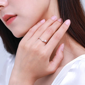 925 Silver CZ & Pearl Water Drop Rings Women Wedding Jewelry