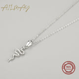 925 Silver Snake Pendant Necklace Minimalist Jewelry