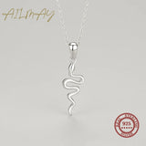 925 Silver Snake Pendant Necklace Minimalist Jewelry