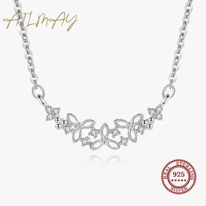 925 Silver CZ Flower Pendant Necklace for Women