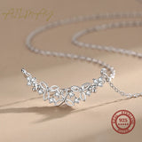 925 Silver CZ Flower Pendant Necklace for Women