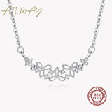 925 Silver CZ Flower Pendant Necklace for Women