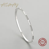 925 Silver CZ Geometric Bracelet Minimalist Style