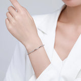 925 Silver CZ Geometric Bracelet Minimalist Style