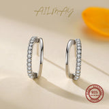 925 Silver CZ Geometric Line Earrings Wedding Jewelry