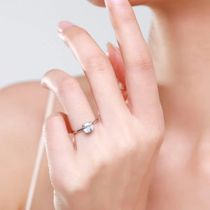 Square Clear Zirconia Ring 925 Sterling Silver, Hypoallergenic Jewelry
