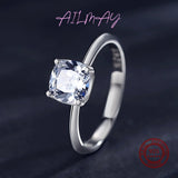 Square Clear Zirconia Ring 925 Sterling Silver, Hypoallergenic Jewelry