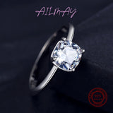 Square Clear Zirconia Ring 925 Sterling Silver, Hypoallergenic Jewelry
