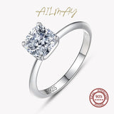 Square Clear Zirconia Ring 925 Sterling Silver, Hypoallergenic Jewelry
