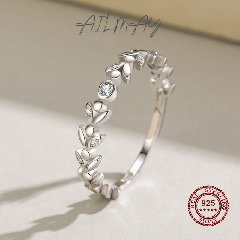 Vintage Lucky Tree Leaf Ring 925 Silver Anniversary Gift