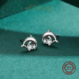 Dolphin Stud Earrings 925 Sterling Silver Zircon Animal Earrings Women