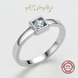 Clear Zircon 925 Silver Square Ring Women Fine Jewelry