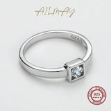 Clear Zircon 925 Silver Square Ring Women Fine Jewelry