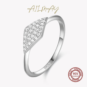 Geometric CZ Sterling Silver Ring for Women