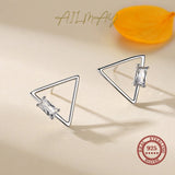 Minimalism Triangle Stud Earrings 925 Sterling Silver Jewelry