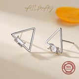 Minimalism Triangle Stud Earrings 925 Sterling Silver Jewelry